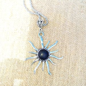 Sun Black Semiprecious Stone Necklace